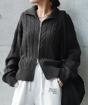 【ピエロ/Pierrot】 ダブルジップケーブルニット人気、トレンドファッション・服の通販 founy(ファニー) ファッション Fashion レディースファッション Fashion for Women トップス・カットソー Cut & Sew Tops ニット Knit Tops & Sweaters 送料無料 Free Shipping インナー Innerwear シンプル Simple, Minimal ジップ Zip, Zipper プチプライス・低価格 Affordable / Budget Price ボトム Bottoms, Lower Wear |ID:prp329100004744810