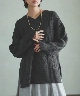 【ピエロ/Pierrot】 RASW ケーブルルーズニット人気、トレンドファッション・服の通販 founy(ファニー) ファッション Fashion レディースファッション Fashion for Women トップス・カットソー Cut & Sew Tops ニット Knit Tops & Sweaters 送料無料 Free Shipping スリット Slit, Slit Detail フロント Front, Front Design プチプライス・低価格 Affordable / Budget Price ミックス Mix, Mixed Style |ID:prp329100004763115