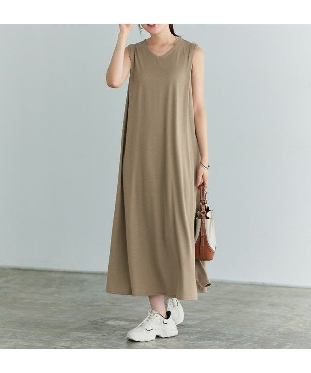 【ピエロ/Pierrot】のVネックタックスリーブロングワンピース インテリア・キッズ・メンズ・レディースファッション・服の通販 founy(ファニー) ファッション Fashion レディースファッション Fashion for Women ワンピース Dresses プチプライス・低価格 Affordable / Budget Price 166cm / モカベージュ / M|ID: prp329100004770499 ipo3291000000034557288