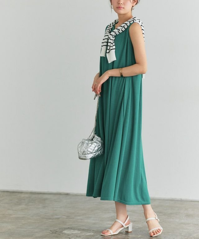 【ピエロ/Pierrot】のVネックタックスリーブロングワンピース インテリア・キッズ・メンズ・レディースファッション・服の通販 founy(ファニー) ファッション Fashion レディースファッション Fashion for Women ワンピース Dresses プチプライス・低価格 Affordable / Budget Price 166cm / グリーン / M|ID: prp329100004770499 ipo3291000000034557291