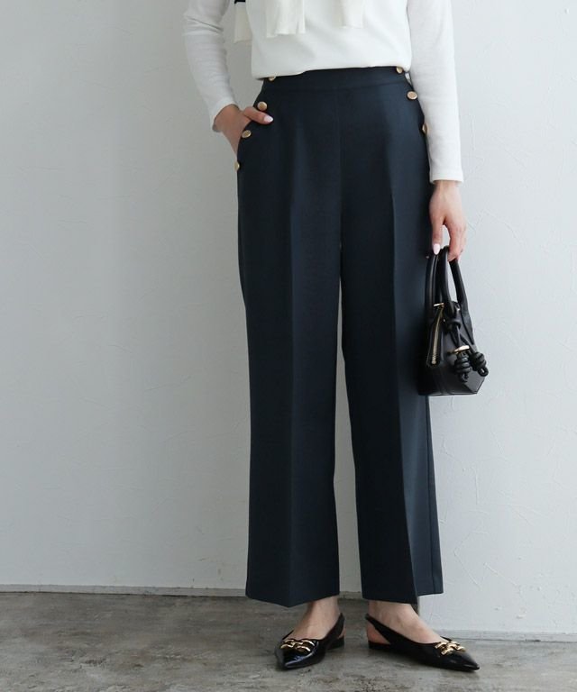 【ピエロ/Pierrot】のボタンデザインストレートパンツボタンデザインストレートパンツ インテリア・キッズ・メンズ・レディースファッション・服の通販 founy(ファニー) ファッション Fashion レディースファッション Fashion for Women パンツ Pants & Trousers シンプル Simple, Minimal ストレート Straight, Straight Cut センター Center, Center Line プチプライス・低価格 Affordable / Budget Price 163cm / ネイビー / M|ID: prp329100004772274 ipo3291000000034576301