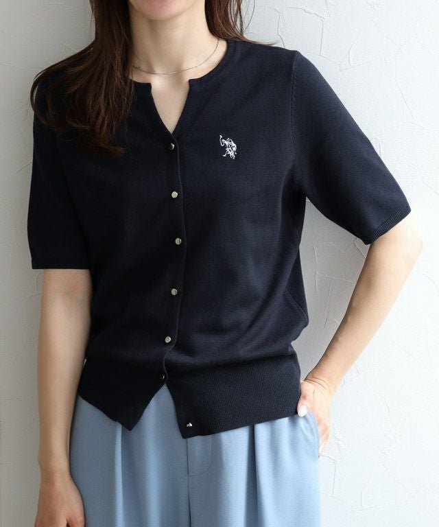 【ピエロ/Pierrot】の【U.S.POLO ASSN.】キーネックデザインカーディガン インテリア・キッズ・メンズ・レディースファッション・服の通販 founy(ファニー) 　ファッション　Fashion　レディースファッション　Fashion for Women　トップス・カットソー　Cut & Sew Tops　カーディガン・羽織り　Layered Style Cardigans　シンプル　Simple, Minimal　プチプライス・低価格　Affordable / Budget Price　夏　Summer　163cm / ネイビー×オフホワイト / M|ID: prp329100004773111 ipo3291000000036072653