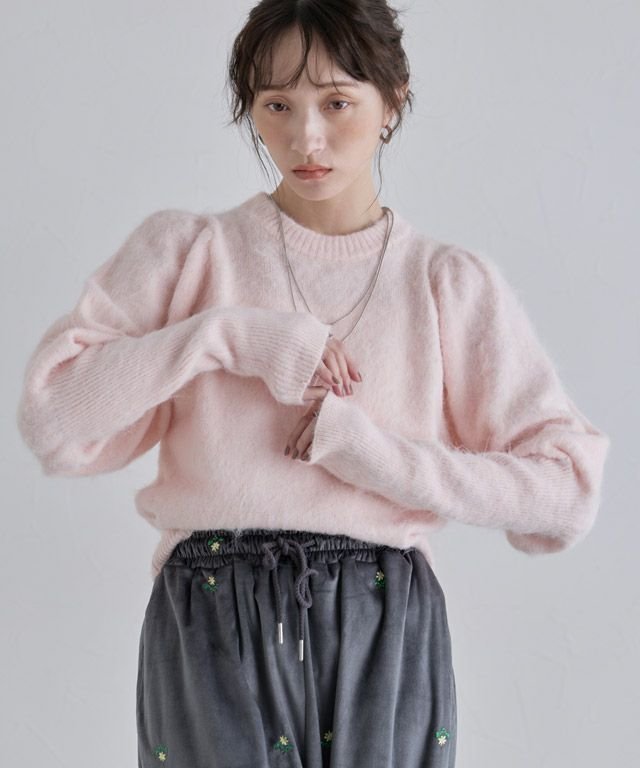 【ピエロ/Pierrot】のECLAM モヘアライクパフスリーブニット インテリア・キッズ・メンズ・レディースファッション・服の通販 founy(ファニー) 　ファッション　Fashion　レディースファッション　Fashion for Women　トップス・カットソー　Cut & Sew Tops　ニット　Knit Tops & Sweaters　カフス　Cuff Design　クロップド　Cropped, Short Length　デニム　Denim, Jeans Material　トレンド　Trend, Trending Now　プチプライス・低価格　Affordable / Budget Price　ワイド　Wide, Wide Fit　[ECLAM]モヘアライクパフスリーブニット|ID: prp329100004775699 ipo3291000000034619344