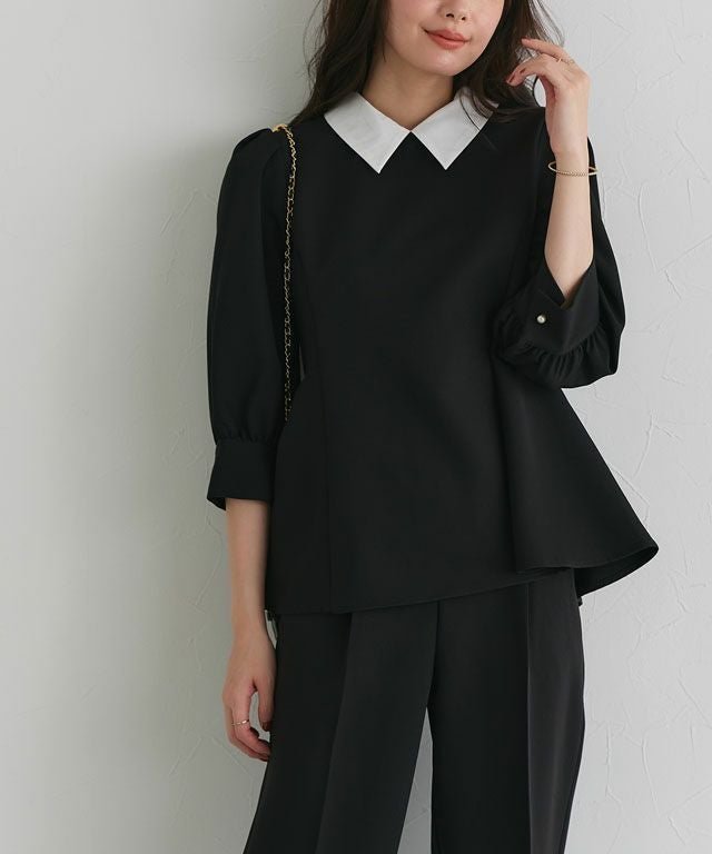 【ピエロ/Pierrot】の【A会場】2WAY選べる襟ペプラムセットアップ インテリア・キッズ・メンズ・レディースファッション・服の通販 founy(ファニー) 　ファッション　Fashion　レディースファッション　Fashion for Women　セットアップ　Matching Sets　スーツ　Business Suits & Workwear　スーツセット・2点セット・レディーススーツ　Suit Sets / 2-Piece Suits / Office Suit Sets　送料無料　Free Shipping　シンプル　Simple, Minimal　スーツ　Suit, Formalwear　セットアップ　Set-Up, Coordinated Outfit　フォーマル　Formal, Dressy　プチプライス・低価格　Affordable / Budget Price　ペプラム　Peplum, Flared Hem　ボトム　Bottoms, Lower Wear　入学式　Entrance Ceremony　結婚式　Wedding　ビジネス 仕事 通勤　Business / Work / Commuting　167cm / 無地 / ブラック / M|ID: prp329100004817368 ipo3291000000035736356