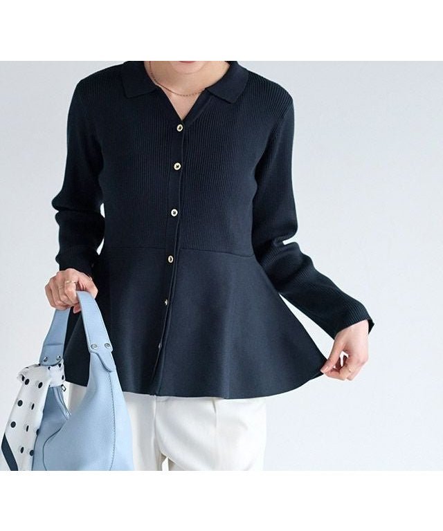 【ピエロ/Pierrot】の襟付きVネックぺプラムカーディガン 人気、トレンドファッション・服の通販 founy(ファニー) ファッション Fashion レディースファッション Fashion for Women トップス・カットソー Cut & Sew Tops カーディガン・羽織り Layered Style Cardigans Vネックトップス V-Neck Tops / V-Cut Neckline Shirts カーディガン Cardigan, Knitwear トレンド Trend, Trending Now フィット Fit, Slim Fit フェミニン Feminine, Girly プチプライス・低価格 Affordable / Budget Price ペプラム Peplum, Flared Hem other-1|ID: prp329100004829245 ipo3291000000035965263