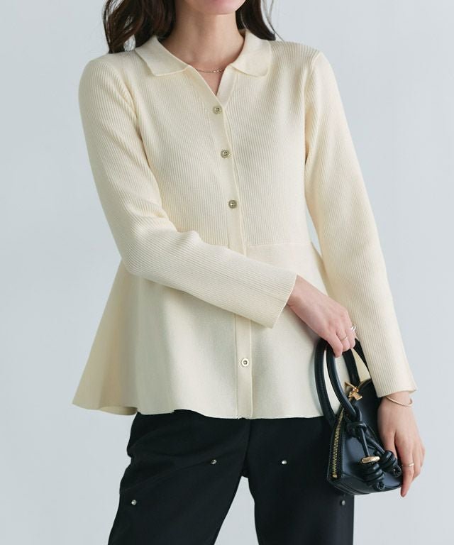 【ピエロ/Pierrot】の襟付きVネックぺプラムカーディガン インテリア・キッズ・メンズ・レディースファッション・服の通販 founy(ファニー) ファッション Fashion レディースファッション Fashion for Women トップス・カットソー Cut & Sew Tops カーディガン・羽織り Layered Style Cardigans Vネックトップス V-Neck Tops / V-Cut Neckline Shirts カーディガン Cardigan, Knitwear トレンド Trend, Trending Now フィット Fit, Slim Fit フェミニン Feminine, Girly プチプライス・低価格 Affordable / Budget Price ペプラム Peplum, Flared Hem 167cm / アイボリー / M|ID: prp329100004829245 ipo3291000000035965267