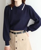 【ピエロ/Pierrot】のスカラップポロニット 163cm / ネイビー×オフホワイト / M|ID: prp329100004829248 ipo3291000000036338627