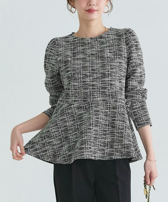 【ピエロ/Pierrot】のツイードペプラムカットソー インテリア・キッズ・メンズ・レディースファッション・服の通販 founy(ファニー) https://founy.com/ ファッション Fashion レディースファッション Fashion for Women トップス・カットソー Cut & Sew Tops カットソー・ベーシックTシャツ Cut-and-Sewn Tops / Stretch Tees & Basics カットソー Cut and Sewn Top ストレッチ Stretch, Stretchy Fabric ツイード Twill, Twill Weave トレンド Trend, Trending Now バランス Balance, Style Balance フレア Flare, Flared プチプライス・低価格 Affordable / Budget Price ペプラム Peplum, Flared Hem エレガント 上品 Elegant |ID: prp329100004832138 ipo3291000000036257169