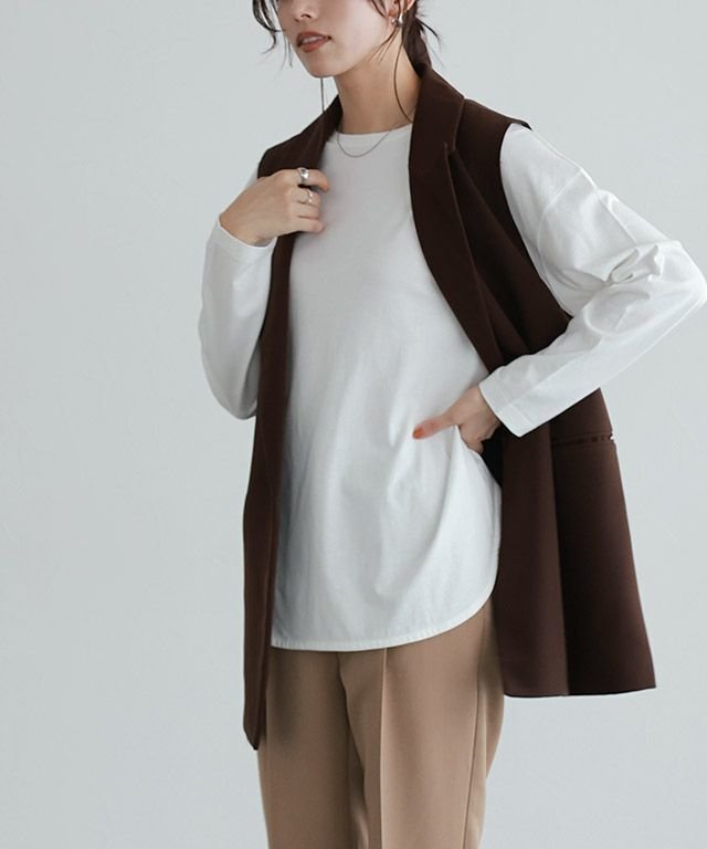 【ピエロ/Pierrot】の綿100% ロングスリーブTシャツ インテリア・キッズ・メンズ・レディースファッション・服の通販 founy(ファニー) 　ファッション　Fashion　レディースファッション　Fashion for Women　トップス・カットソー　Cut & Sew Tops　シャツ・ブラウス・オフィスカジュアル　Elegant Blouses & Button-Ups　ロングTシャツ・Tシャツ　Longline T-Shirts & Tees　インナー　Innerwear　ショルダー　Shoulder, Shoulder Strap　ジャケット　Jacket, Outerwear　スリーブ　Sleeve, Long Sleeve / Short Sleeve　トレンド　Trend, Trending Now　ドロップ　Drop Shoulder, Dropped Style　プチプライス・低価格　Affordable / Budget Price　ベスト　Vest, Waistcoat　ベーシック　Basic, Essential　ロング　Long, Long-Length　吸水　Absorbent, Quick-Dry　167cm / オフホワイト / M|ID: prp329100004841138 ipo3291000000035281980