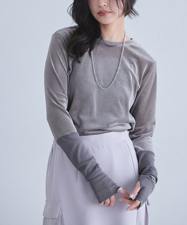 【ピエロ/Pierrot】のECLAM ロングスリーブドッキングシアーカットソー インテリア・キッズ・メンズ・レディースファッション・服の通販 founy(ファニー) 　ファッション　Fashion　レディースファッション　Fashion for Women　トップス・カットソー　Cut & Sew Tops　カットソー・ベーシックTシャツ　Cut-and-Sewn Tops / Stretch Tees & Basics　インナー　Innerwear　スリーブ　Sleeve, Long Sleeve / Short Sleeve　トレンド　Trend, Trending Now　ドッキング　Docking, Mixed Material　ビスチェ　Bustier, Corset Top　プチプライス・低価格　Affordable / Budget Price　ベスト　Vest, Waistcoat　ロング　Long, Long-Length　[ECLAM]ロングスリーブドッキングシアーカットソー|ID: prp329100004841141 ipo3291000000036338689