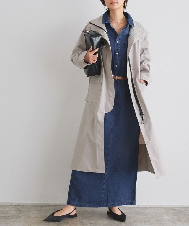 【ピエロ/Pierrot】のRASW 【コーデセット】ライトコート×デニシャツワンピset インテリア・キッズ・メンズ・レディースファッション・服の通販 founy(ファニー) 　ファッション　Fashion　レディースファッション　Fashion for Women　アウター　Coat / Outerwear Collection　コート・ロングコート・ピーコート　Long Coats, Peacoats & More　ワンピース　Dresses　シャツワンピース / 1枚で着映えコーデ　Shirt Dresses　送料無料　Free Shipping　プチプライス・低価格　Affordable / Budget Price　ロング　Long, Long-Length　166cm / ブルー×グレージュ / M|ID: prp329100004841151 ipo3291000000035746883