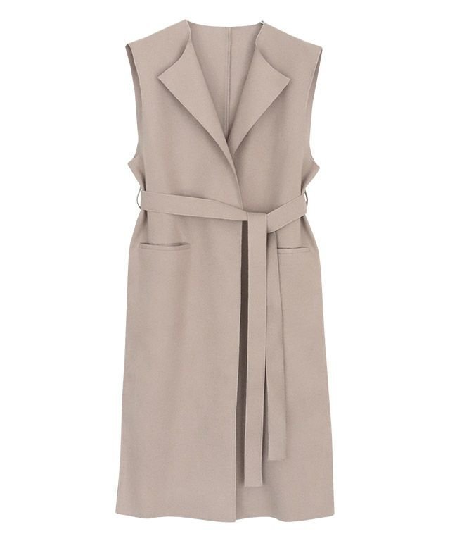 【ピエロ/Pierrot】の【アウトレットSALE!】ダブルフェイスベルト付きロングジレ インテリア・キッズ・メンズ・レディースファッション・服の通販 founy(ファニー) 　ファッション　Fashion　レディースファッション　Fashion for Women　アウター　Coat / Outerwear Collection　レディースジャケット・軽アウター　Jackets　ベルト&ウエストマーク　Belts & Waist Accessories　アウトレット　Outlet / Clearance　インナー　Innerwear　スリット　Slit, Slit Detail　ダブル　Double, Double-Breasted　フェイス　Face, Facial Design　プチプライス・低価格　Affordable / Budget Price　グレージュ|ID: prp329100004841157 ipo3291000000035282101