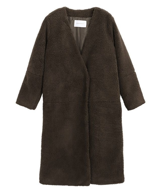 【ピエロ/Pierrot】の【アウトレットSALE!】ノーカラーボアコート インテリア・キッズ・メンズ・レディースファッション・服の通販 founy(ファニー) 　ファッション　Fashion　レディースファッション　Fashion for Women　アウター　Coat / Outerwear Collection　コート・ロングコート・ピーコート　Long Coats, Peacoats & More　レディースジャケット・軽アウター　Jackets　アウトレット　Outlet / Clearance　おすすめ　Recommended / Our Picks　インナー　Innerwear　プチプライス・低価格　Affordable / Budget Price　ボトム　Bottoms, Lower Wear　今季　This Season, Current Season　ブラウン|ID: prp329100004841162 ipo3291000000035282123