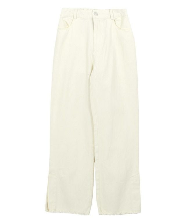 【ピエロ/Pierrot】のツイルセミフレアパンツ インテリア・キッズ・メンズ・レディースファッション・服の通販 founy(ファニー) 　ファッション　Fashion　レディースファッション　Fashion for Women　パンツ　Pants & Trousers　シンプル　Simple, Minimal　スリット　Slit, Slit Detail　ツイル　Twist, Twisted Detail　トレンド　Trend, Trending Now　フレア　Flare, Flared　プチプライス・低価格　Affordable / Budget Price　アイボリー|ID: prp329100004841179 ipo3291000000035996303