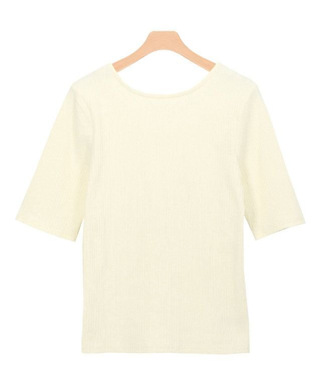 【ピエロ/Pierrot】の【アウトレットSALE!】バックオープンリブカットソー インテリア・キッズ・メンズ・レディースファッション・服の通販 founy(ファニー) 　ファッション　Fashion　レディースファッション　Fashion for Women　トップス・カットソー　Cut & Sew Tops　カットソー・ベーシックTシャツ　Cut-and-Sewn Tops / Stretch Tees & Basics　アウトレット　Outlet / Clearance　トレンド　Trend, Trending Now　プチプライス・低価格　Affordable / Budget Price　ボトム　Bottoms, Lower Wear　アイボリー|ID: prp329100004841181 ipo3291000000035282250