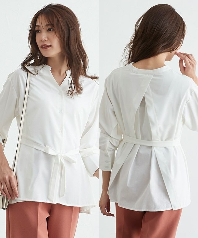 【ピエロ/Pierrot】の後ろタックデザインノーカラーブラウス 人気、トレンドファッション・服の通販 founy(ファニー) ファッション Fashion レディースファッション Fashion for Women トップス・カットソー Cut & Sew Tops シャツ・ブラウス・オフィスカジュアル Elegant Blouses & Button-Ups シンプル Simple, Minimal ジョーゼット Georgette, Semi-Sheer Fabric フロント Front, Front Design プチプライス・低価格 Affordable / Budget Price other-1|ID: prp329100004841189 ipo3291000000036069043