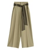 【ピエロ/Pierrot】のバイカラーベルトワイドパンツ ベージュ×ブラウン|ID: prp329100004841209 ipo3291000000035996631