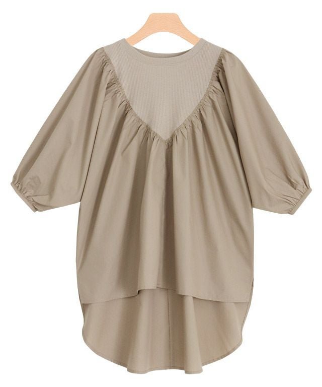 【ピエロ/Pierrot】のドッキングギャザーブラウス インテリア・キッズ・メンズ・レディースファッション・服の通販 founy(ファニー) 　ファッション　Fashion　レディースファッション　Fashion for Women　トップス・カットソー　Cut & Sew Tops　シャツ・ブラウス・オフィスカジュアル　Elegant Blouses & Button-Ups　ギャザー　Gathered, Ruffled　プチプライス・低価格　Affordable / Budget Price　グレージュ|ID: prp329100004841213 ipo3291000000036069701