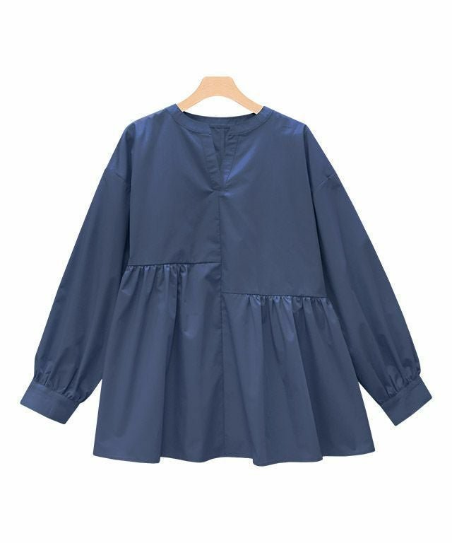 【ピエロ/Pierrot】のアシンメトリーギャザー切り替えブラウス インテリア・キッズ・メンズ・レディースファッション・服の通販 founy(ファニー) 　ファッション　Fashion　レディースファッション　Fashion for Women　トップス・カットソー　Cut & Sew Tops　シャツ・ブラウス・オフィスカジュアル　Elegant Blouses & Button-Ups　送料無料　Free Shipping　アシンメトリー　Asymmetrical Style　ギャザー　Gathered, Ruffled　プチプライス・低価格　Affordable / Budget Price　インディゴブルー|ID: prp329100004841259 ipo3291000000036070766