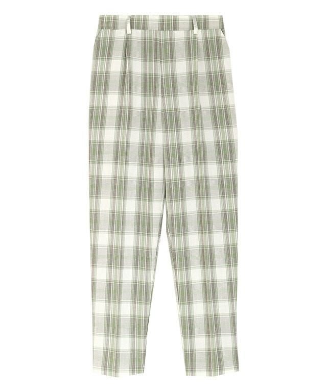 【ピエロ/Pierrot】の【アウトレットSALE!】チェックテーパードパンツ インテリア・キッズ・メンズ・レディースファッション・服の通販 founy(ファニー) 　ファッション　Fashion　レディースファッション　Fashion for Women　パンツ　Pants & Trousers　アウトレット　Outlet / Clearance　サマー　Summer, Summer Style　センター　Center, Center Line　チェック　Check, Plaid, Tartan　フロント　Front, Front Design　プチプライス・低価格　Affordable / Budget Price　ミント|ID: prp329100004841263 ipo3291000000035996177