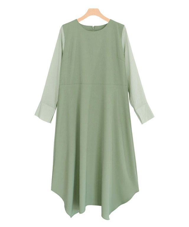 【ピエロ/Pierrot】の【アウトレットSALE!】シアードッキングイレヘムワンピース インテリア・キッズ・メンズ・レディースファッション・服の通販 founy(ファニー) 　ファッション　Fashion　レディースファッション　Fashion for Women　ワンピース　Dresses　アウトレット　Outlet / Clearance　とろみ　Fluid, Flowy Fabric　カフス　Cuff Design　シアー　Sheer, See-Through　シンプル　Simple, Minimal　プチプライス・低価格　Affordable / Budget Price　エレガント 上品　Elegant　ミント|ID: prp329100004841268 ipo3291000000036068578