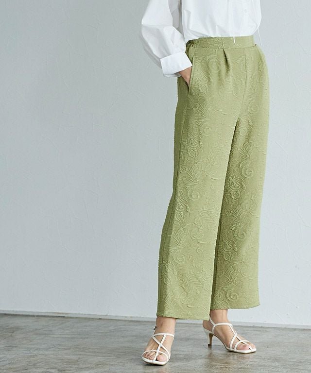 【ピエロ/Pierrot】の【アウトレットSALE!】ペイズリージャカードパンツ インテリア・キッズ・メンズ・レディースファッション・服の通販 founy(ファニー) 　ファッション　Fashion　レディースファッション　Fashion for Women　パンツ　Pants & Trousers　アウトレット　Outlet / Clearance　ジャカード／ジャガード　Jacquard, Woven Pattern　ストレート　Straight, Straight Cut　トレンド　Trend, Trending Now　プチプライス・低価格　Affordable / Budget Price　リラックス　Relax, Relaxed Fit　ピスタチオ|ID: prp329100004841269 ipo3291000000035995512