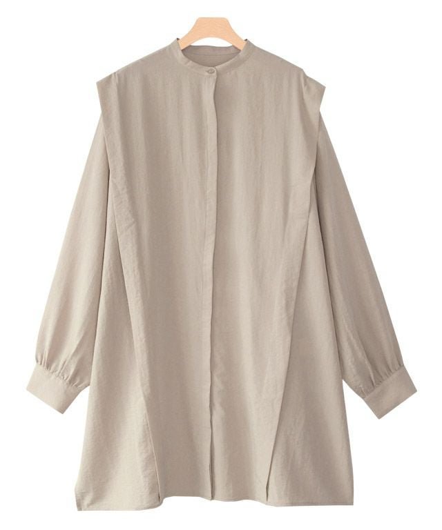 【ピエロ/Pierrot】のタックチュニックブラウス インテリア・キッズ・メンズ・レディースファッション・服の通販 founy(ファニー) 　ファッション　Fashion　レディースファッション　Fashion for Women　トップス・カットソー　Cut & Sew Tops　シャツ・ブラウス・オフィスカジュアル　Elegant Blouses & Button-Ups　プチプライス・低価格　Affordable / Budget Price　エレガント 上品　Elegant　グレージュ|ID: prp329100004841277 ipo3291000000036067017