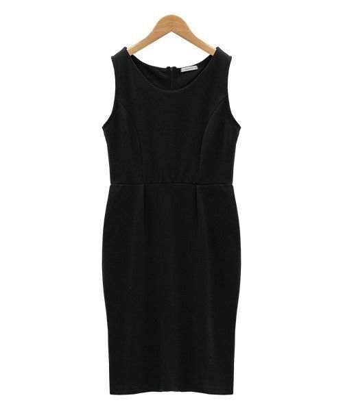 【ピエロ/Pierrot】のノースリーブタック入りタイトワンピース インテリア・キッズ・メンズ・レディースファッション・服の通販 founy(ファニー) 　ファッション　Fashion　レディースファッション　Fashion for Women　ワンピース　Dresses　カーディガン　Cardigan, Knitwear　シンプル　Simple, Minimal　ノースリーブ　Sleeveless, No-Sleeve　フィット　Fit, Slim Fit　プチプライス・低価格　Affordable / Budget Price　ブラック|ID: prp329100004841284 ipo3291000000035282914