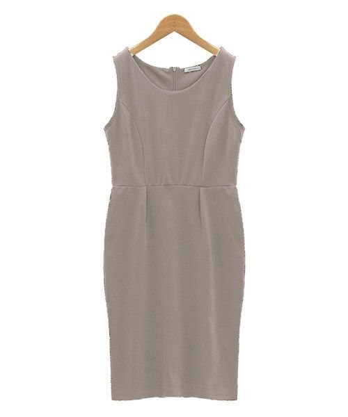 【ピエロ/Pierrot】のノースリーブタック入りタイトワンピース インテリア・キッズ・メンズ・レディースファッション・服の通販 founy(ファニー) 　ファッション　Fashion　レディースファッション　Fashion for Women　ワンピース　Dresses　カーディガン　Cardigan, Knitwear　シンプル　Simple, Minimal　ノースリーブ　Sleeveless, No-Sleeve　フィット　Fit, Slim Fit　プチプライス・低価格　Affordable / Budget Price　モカベージュ|ID: prp329100004841284 ipo3291000000035282919