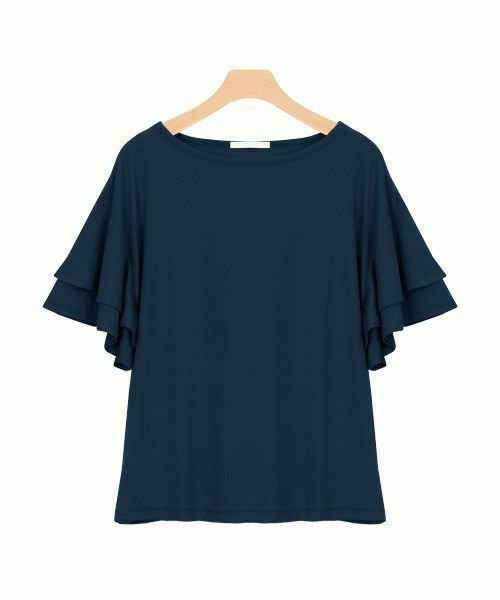 【ピエロ/Pierrot】の【アウトレットSALE!】2typeデザインとろみ素材Tシャツ [Pierrot] インテリア・キッズ・メンズ・レディースファッション・服の通販 founy(ファニー) 　ファッション　Fashion　レディースファッション　Fashion for Women　トップス・カットソー　Cut & Sew Tops　シャツ・ブラウス・オフィスカジュアル　Elegant Blouses & Button-Ups　ロングTシャツ・Tシャツ　Longline T-Shirts & Tees　ショルダー　Shoulder, Shoulder Strap　スリーブ　Sleeve, Long Sleeve / Short Sleeve　とろみ　Fluid, Flowy Fabric　デコルテ　Décolleté, Neckline　ドロップ　Drop Shoulder, Dropped Style　フェミニン　Feminine, Girly　フレア　Flare, Flared　アウトレット　Outlet / Clearance　プチプライス・低価格　Affordable / Budget Price　おすすめ　Recommended / Our Picks　エレガント 上品　Elegant　ネイビー|ID: prp329100004841289 ipo3291000000035282946