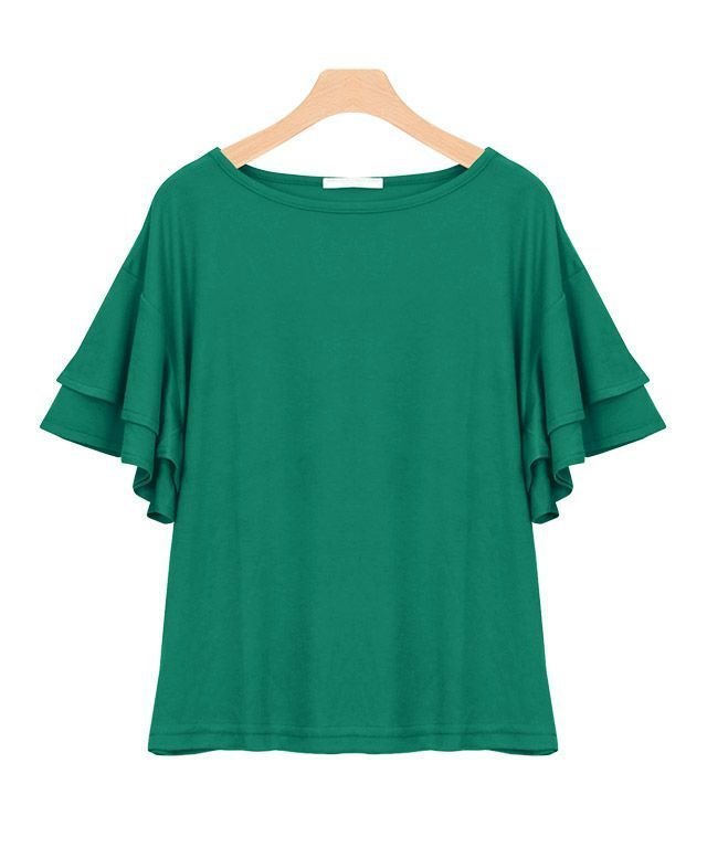 【ピエロ/Pierrot】の【アウトレットSALE!】2typeデザインとろみ素材Tシャツ [Pierrot] インテリア・キッズ・メンズ・レディースファッション・服の通販 founy(ファニー) 　ファッション　Fashion　レディースファッション　Fashion for Women　トップス・カットソー　Cut & Sew Tops　シャツ・ブラウス・オフィスカジュアル　Elegant Blouses & Button-Ups　ロングTシャツ・Tシャツ　Longline T-Shirts & Tees　ショルダー　Shoulder, Shoulder Strap　スリーブ　Sleeve, Long Sleeve / Short Sleeve　とろみ　Fluid, Flowy Fabric　デコルテ　Décolleté, Neckline　ドロップ　Drop Shoulder, Dropped Style　フェミニン　Feminine, Girly　フレア　Flare, Flared　アウトレット　Outlet / Clearance　プチプライス・低価格　Affordable / Budget Price　おすすめ　Recommended / Our Picks　エレガント 上品　Elegant　グリーン|ID: prp329100004841289 ipo3291000000035282964