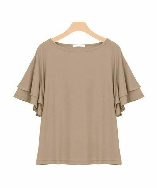 【ピエロ/Pierrot】の【アウトレットSALE!】2typeデザインとろみ素材Tシャツ [Pierrot] インテリア・キッズ・メンズ・レディースファッション・服の通販 founy(ファニー) 　ファッション　Fashion　レディースファッション　Fashion for Women　トップス・カットソー　Cut & Sew Tops　シャツ・ブラウス・オフィスカジュアル　Elegant Blouses & Button-Ups　ロングTシャツ・Tシャツ　Longline T-Shirts & Tees　ショルダー　Shoulder, Shoulder Strap　スリーブ　Sleeve, Long Sleeve / Short Sleeve　とろみ　Fluid, Flowy Fabric　デコルテ　Décolleté, Neckline　ドロップ　Drop Shoulder, Dropped Style　フェミニン　Feminine, Girly　フレア　Flare, Flared　アウトレット　Outlet / Clearance　プチプライス・低価格　Affordable / Budget Price　おすすめ　Recommended / Our Picks　エレガント 上品　Elegant　モカベージュ|ID: prp329100004841289 ipo3291000000035350003