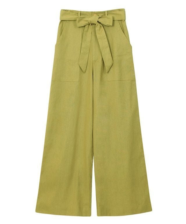 【ピエロ/Pierrot】のウエストリボン付き麻混ワイドパンツ インテリア・キッズ・メンズ・レディースファッション・服の通販 founy(ファニー) ファッション Fashion レディースファッション Fashion for Women パンツ Pants & Trousers シンプル Simple, Minimal プチプライス・低価格 Affordable / Budget Price ポケット Pocket, Pocket Detail リボン Ribbon, Bow ワイド Wide, Wide Fit ライムイエロー|ID: prp329100004841302 ipo3291000000036071186