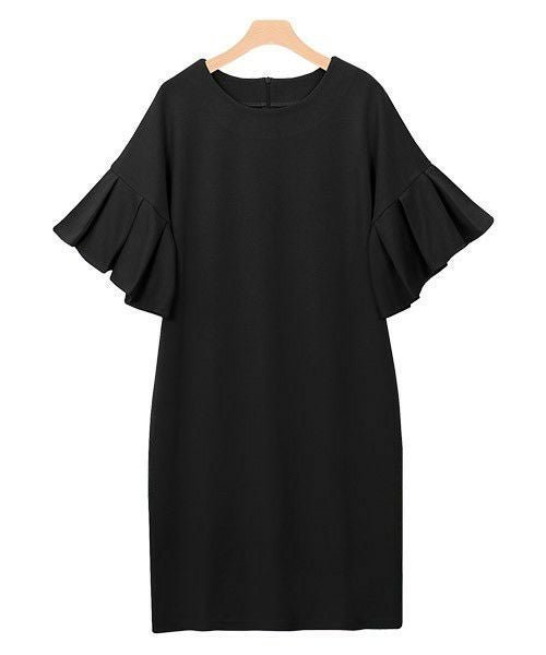 【ピエロ/Pierrot】の【アウトレットSALE!】フレア袖ポンチワンピース インテリア・キッズ・メンズ・レディースファッション・服の通販 founy(ファニー) ファッション Fashion レディースファッション Fashion for Women ワンピース Dresses アウトレット Outlet / Clearance ストレート Straight, Straight Cut スリーブ Sleeve, Long Sleeve / Short Sleeve フレア Flare, Flared プチプライス・低価格 Affordable / Budget Price リラックス Relax, Relaxed Fit エレガント 上品 Elegant ブラック|ID: prp329100004841304 ipo3291000000035806718