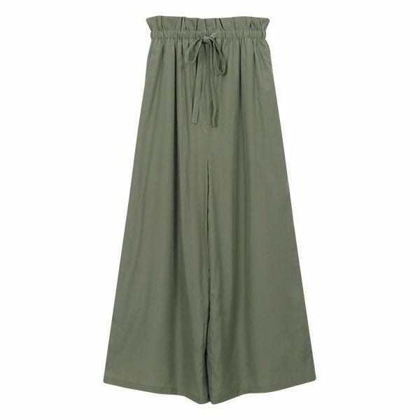 【ピエロ/Pierrot】の【アウトレットSALE!】レーヨン混ワイドパンツ インテリア・キッズ・メンズ・レディースファッション・服の通販 founy(ファニー) 　ファッション　Fashion　レディースファッション　Fashion for Women　パンツ　Pants & Trousers　アウトレット　Outlet / Clearance　おすすめ　Recommended / Our Picks　ドレープ　Drape, Draping Fabric　フリル　Frill, Ruffle　プチプライス・低価格　Affordable / Budget Price　ロング　Long, Long-Length　ワイド　Wide, Wide Fit　グレイッシュカーキ|ID: prp329100004841317 ipo3291000000035806917