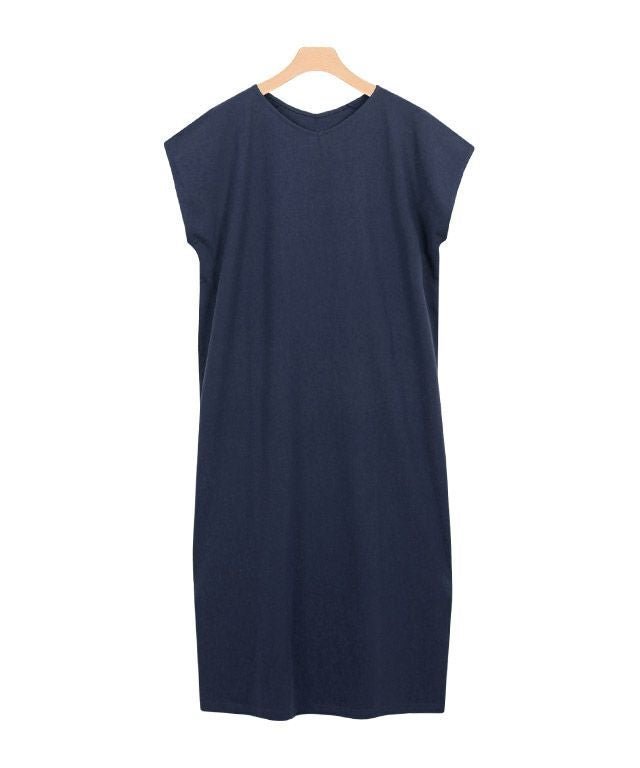 【ピエロ/Pierrot】の【アウトレットSALE!】Vネックフレンチスリーブワンピース インテリア・キッズ・メンズ・レディースファッション・服の通販 founy(ファニー) 　ファッション　Fashion　レディースファッション　Fashion for Women　ワンピース　Dresses　アウトレット　Outlet / Clearance　なめらか　Smooth, Silky Texture　プチプライス・低価格　Affordable / Budget Price　ネイビー|ID: prp329100004841320 ipo3291000000035806929