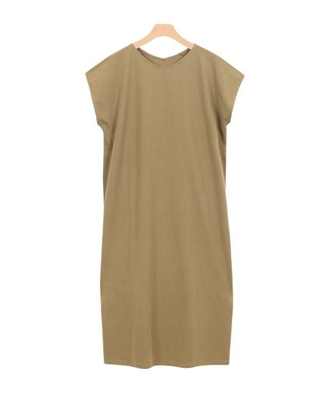 【ピエロ/Pierrot】の【アウトレットSALE!】Vネックフレンチスリーブワンピース インテリア・キッズ・メンズ・レディースファッション・服の通販 founy(ファニー) 　ファッション　Fashion　レディースファッション　Fashion for Women　ワンピース　Dresses　アウトレット　Outlet / Clearance　なめらか　Smooth, Silky Texture　プチプライス・低価格　Affordable / Budget Price　キャメルベージュ|ID: prp329100004841320 ipo3291000000035806945