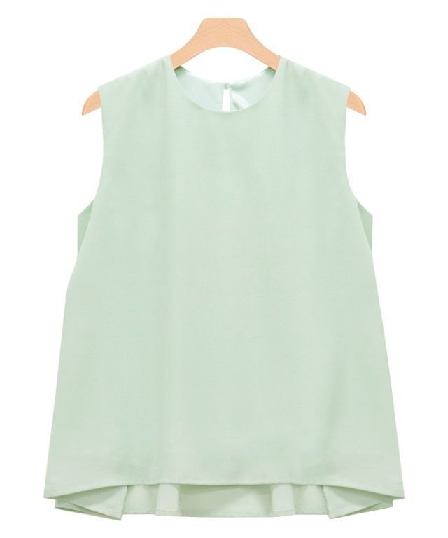 【ピエロ/Pierrot】のAラインノースリーブブラウス インテリア・キッズ・メンズ・レディースファッション・服の通販 founy(ファニー) 　ファッション　Fashion　レディースファッション　Fashion for Women　トップス・カットソー　Cut & Sew Tops　キャミソール&ノースリーブ　Camisoles & Sleeveless Tops　シャツ・ブラウス・オフィスカジュアル　Elegant Blouses & Button-Ups　シフォン　Chiffon, Lightweight Fabric　シンプル　Simple, Minimal　ジョーゼット　Georgette, Semi-Sheer Fabric　プチプライス・低価格　Affordable / Budget Price　ミント|ID: prp329100004846010 ipo3291000000035347603