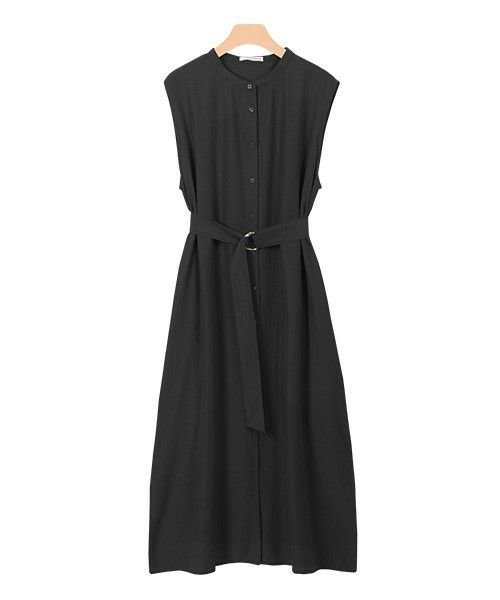 【ピエロ/Pierrot】のベルテッドノースリーブロングシャツ インテリア・キッズ・メンズ・レディースファッション・服の通販 founy(ファニー) 　ファッション　Fashion　レディースファッション　Fashion for Women　ワンピース　Dresses　シルク　Silk, 100% Silk　シンプル　Simple, Minimal　チュニック　Tunic, Long Top　プチプライス・低価格　Affordable / Budget Price　エレガント 上品　Elegant　ブラック|ID: prp329100004846071 ipo3291000000035350556