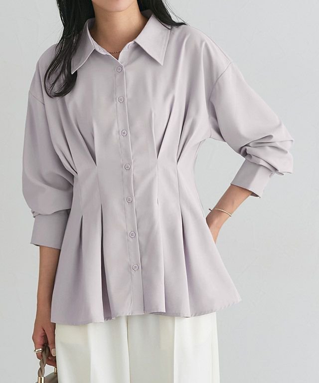 【ピエロ/Pierrot】のとろみウエストタックブラウス インテリア・キッズ・メンズ・レディースファッション・服の通販 founy(ファニー) 　ファッション　Fashion　レディースファッション　Fashion for Women　トップス・カットソー　Cut & Sew Tops　シャツ・ブラウス・オフィスカジュアル　Elegant Blouses & Button-Ups　送料無料　Free Shipping　とろみ　Fluid, Flowy Fabric　フレア　Flare, Flared　プチプライス・低価格　Affordable / Budget Price　エレガント 上品　Elegant　とろみウエストタックブラウス|ID: prp329100004849512 ipo3291000000035482657