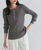 【ピエロ/Pierrot】の多機能ゴールドボタンヘンリーネックニット 162cm / チャコール / M|ID: prp329100004849781 ipo3291000000036302058