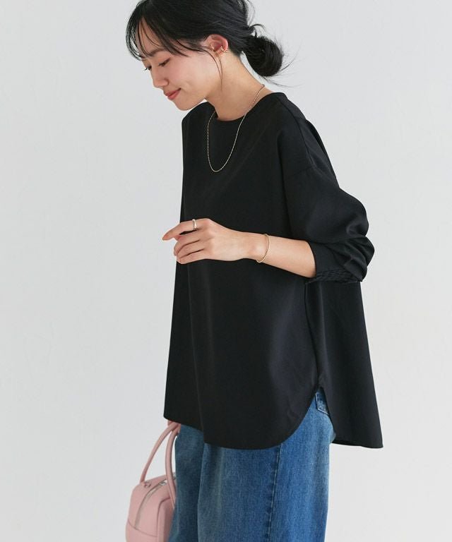 【ピエロ/Pierrot】の【イージーケア】ジョーゼットTブラウス インテリア・キッズ・メンズ・レディースファッション・服の通販 founy(ファニー) 　ファッション　Fashion　レディースファッション　Fashion for Women　トップス・カットソー　Cut & Sew Tops　シャツ・ブラウス・オフィスカジュアル　Elegant Blouses & Button-Ups　送料無料　Free Shipping　インナー　Innerwear　シャーリング　Shirring, Ruched　ショルダー　Shoulder, Shoulder Strap　シンプル　Simple, Minimal　ジャケット　Jacket, Outerwear　ジョーゼット　Georgette, Semi-Sheer Fabric　スリット　Slit, Slit Detail　ドレープ　Drape, Draping Fabric　ドロップ　Drop Shoulder, Dropped Style　フロント　Front, Front Design　プチプライス・低価格　Affordable / Budget Price　エレガント 上品　Elegant　ビジネス 仕事 通勤　Business / Work / Commuting　162cm / ブラック / M|ID: prp329100004857817 ipo3291000000035873255