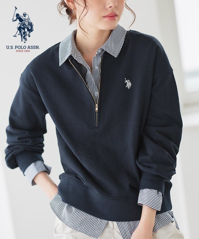 【ピエロ/Pierrot】の【U.S.POLO ASSN.】ハーフジップスウェット インテリア・キッズ・メンズ・レディースファッション・服の通販 founy(ファニー) 　ファッション　Fashion　レディースファッション　Fashion for Women　トップス・カットソー　Cut & Sew Tops　レディースパーカー・カジュアルフーディー　Casual Hoodies & Sweatshirts　スウェット・クルーネックトップス　Sweatshirts & Crewnecks / Relaxed Fit Sweat Tops　プチプライス・低価格　Affordable / Budget Price　リラックス　Relax, Relaxed Fit　【U.S.POLO ASSN.】ハーフジップスウェット|ID: prp329100004859284 ipo3291000000036039382