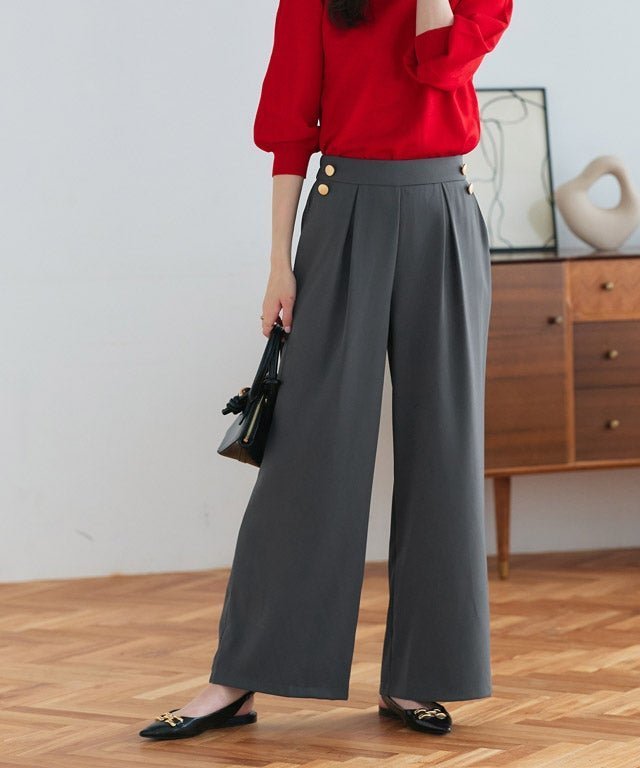 【ピエロ/Pierrot】のゴールドボタンワイドパンツ インテリア・キッズ・メンズ・レディースファッション・服の通販 founy(ファニー) https://founy.com/ ファッション Fashion レディースファッション Fashion for Women パンツ Pants & Trousers クラシカル Classical, Vintage-Inspired トレンド Trend, Trending Now ドレープ Drape, Draping Fabric バランス Balance, Style Balance フロント Front, Front Design プチプライス・低価格 Affordable / Budget Price ワイド Wide, Wide Fit エレガント 上品 Elegant 今季 This Season, Current Season |ID: prp329100004859838 ipo3291000000036392585