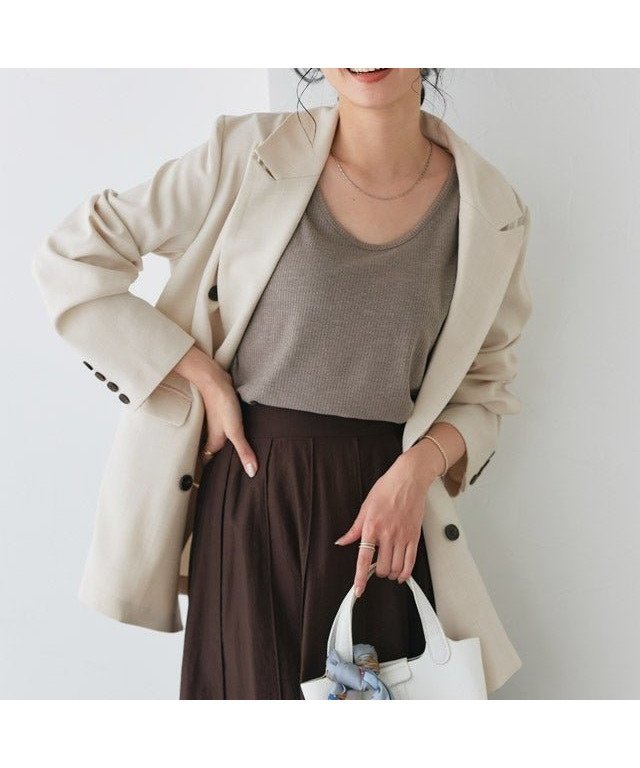 【ピエロ/Pierrot】の選べる接触冷感リネンライクジャケット インテリア・キッズ・メンズ・レディースファッション・服の通販 founy(ファニー) 　ファッション　Fashion　レディースファッション　Fashion for Women　アウター　Coat / Outerwear Collection　レディースジャケット・軽アウター　Jackets　送料無料　Free Shipping　ダブル　Double, Double-Breasted　テーラード　Tailored, Tailored Fit　ハイネック　High Neck, Mock Neck　プチプライス・低価格　Affordable / Budget Price　リネン　Linen, Linen Fabric　リボン　Ribbon, Bow　夏　Summer　162cm / 杢ライトベージュ / Atype / M|ID: prp329100004862867 ipo3291000000036127596