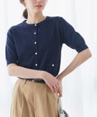【ピエロ/Pierrot】の【接触冷感/UV/ウォッシャブル】メタルボタンパフスリーブニットカーディガン 167cm / ネイビー / M|ID: prp329100004870523 ipo3291000000036300979