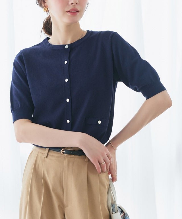 【ピエロ/Pierrot】の【接触冷感/UV/ウォッシャブル】メタルボタンパフスリーブニットカーディガン インテリア・キッズ・メンズ・レディースファッション・服の通販 founy(ファニー) ファッション Fashion レディースファッション Fashion for Women トップス・カットソー Cut & Sew Tops ニット Knit Tops & Sweaters カーディガン・羽織り Layered Style Cardigans ウォッシャブル Machine Washable シンプル Simple, Minimal フロント Front, Front Design プチプライス・低価格 Affordable / Budget Price メタル Metal, Metal Parts エレガント 上品 Elegant 羽織 Haori, Light Jacket 167cm / ネイビー / M|ID: prp329100004870523 ipo3291000000036300979