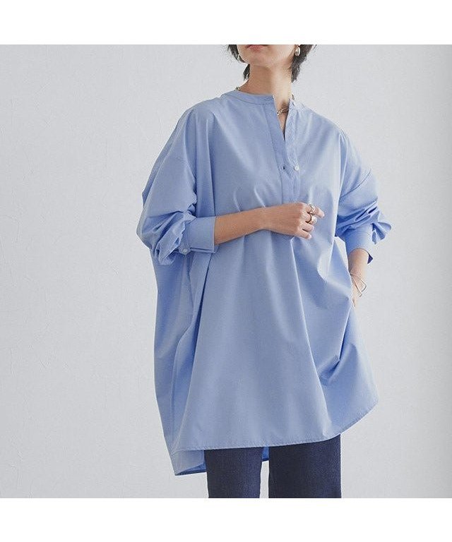 【ピエロ/Pierrot】のRASW ノーカラースキッパーチュニック インテリア・キッズ・メンズ・レディースファッション・服の通販 founy(ファニー) 　ファッション　Fashion　レディースファッション　Fashion for Women　トップス・カットソー　Cut & Sew Tops　おすすめ　Recommended / Our Picks　カフス　Cuff Design　プチプライス・低価格　Affordable / Budget Price　エレガント 上品　Elegant　[RASW]ノーカラースキッパーチュニック|ID: prp329100004880722 ipo3291000000036428446