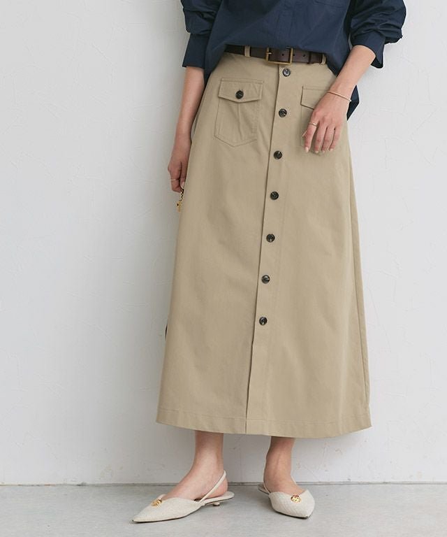 【ピエロ/Pierrot】のポケットデザインツイルスカート インテリア・キッズ・メンズ・レディースファッション・服の通販 founy(ファニー) 　ファッション　Fashion　レディースファッション　Fashion for Women　スカート　Skirts　シンプル　Simple, Minimal　ツイル　Twist, Twisted Detail　バランス　Balance, Style Balance　フラップ　Flap, Flap Pocket　フロント　Front, Front Design　プチプライス・低価格　Affordable / Budget Price　ポケット　Pocket, Pocket Detail　ロング　Long, Long-Length　162cm / ベージュ / M|ID: prp329100004880746 ipo3291000000036428552