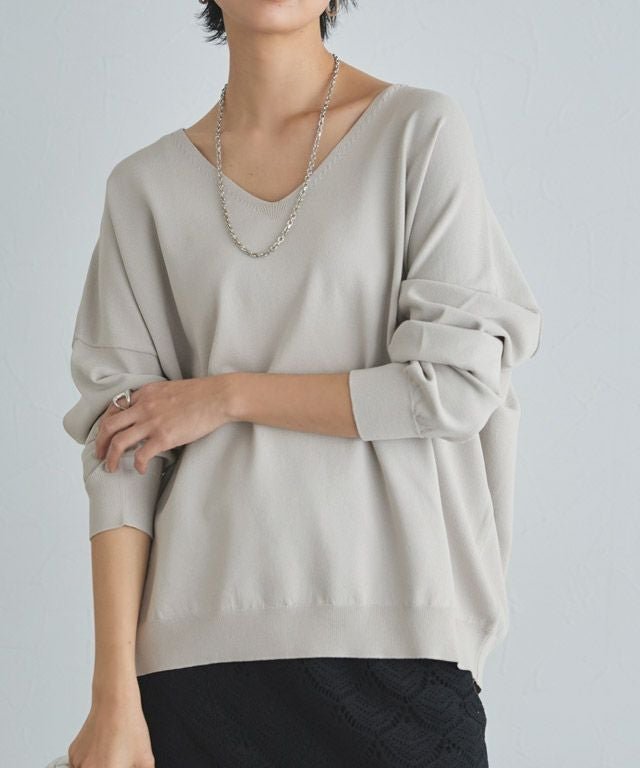 【ピエロ/Pierrot】のRASW 多機能Vネックルーズニット インテリア・キッズ・メンズ・レディースファッション・服の通販 founy(ファニー) 　ファッション　Fashion　レディースファッション　Fashion for Women　トップス・カットソー　Cut & Sew Tops　ニット　Knit Tops & Sweaters　Vネックトップス　V-Neck Tops / V-Cut Neckline Shirts　ウォッシャブル　Machine Washable　プチプライス・低価格　Affordable / Budget Price　ルーズ　Loose, Oversized　エレガント 上品　Elegant　定番　Standard, Basic Item　166cm / ライトグレージュ / M|ID: prp329100004880747 ipo3291000000036428555